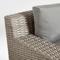 Abaco 146" Grey Resin Wicker 4-Piece Outdoor Sectional Sofa with Graphite Sunbrella ® Cushions