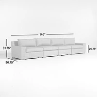 Abaco 146" Grey Resin Wicker 4-Piece Outdoor Sectional Sofa with Graphite Sunbrella ® Cushions