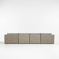 Abaco 146" Grey Resin Wicker 4-Piece Outdoor Sectional Sofa with Graphite Sunbrella ® Cushions
