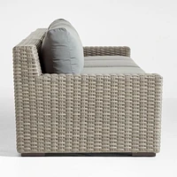 Abaco 146" Grey Resin Wicker 4-Piece Outdoor Sectional Sofa with Graphite Sunbrella ® Cushions