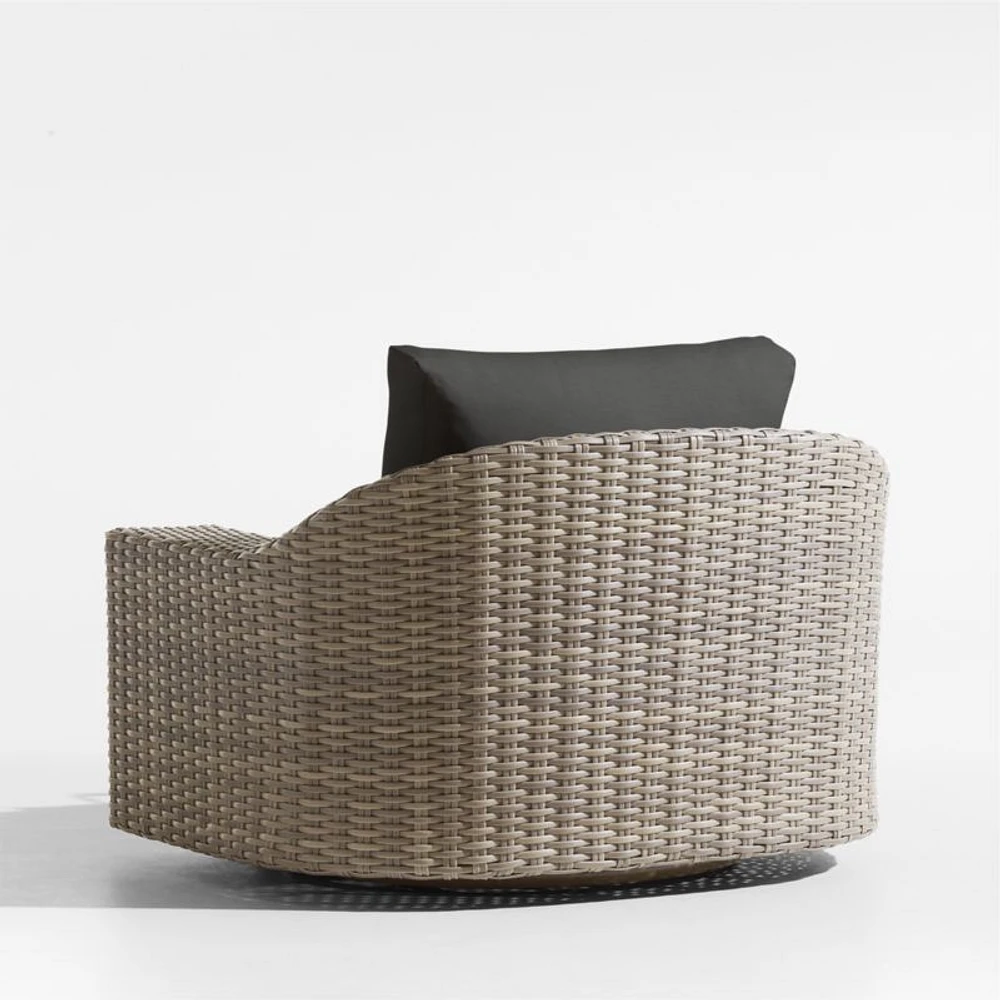 Abaco Resin Wicker Outdoor Swivel Lounge Chair with Charcoal Grey Sunbrella ® Cushions