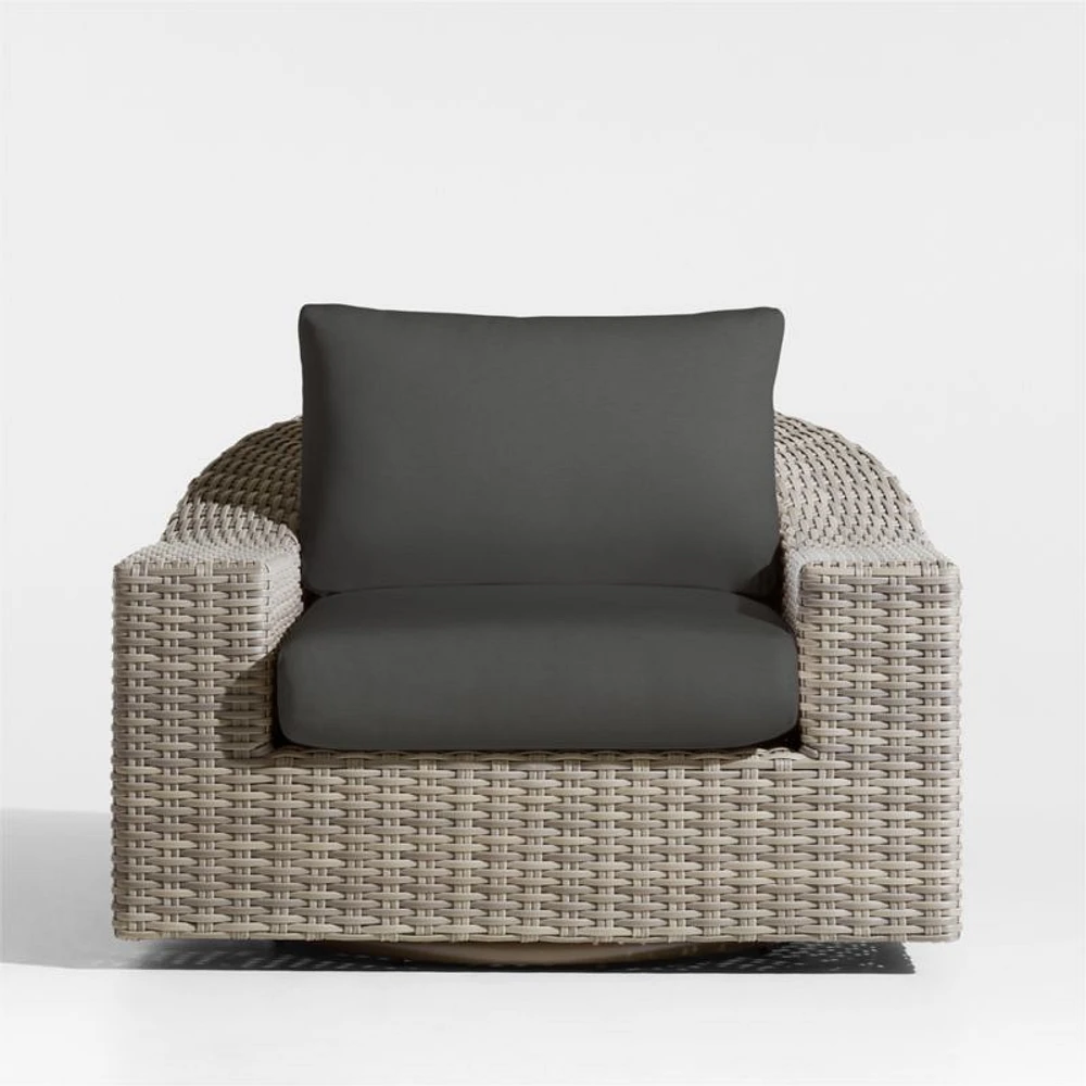 Abaco Resin Wicker Outdoor Swivel Lounge Chair with Charcoal Grey Sunbrella ® Cushions