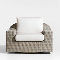 Abaco Resin Wicker Outdoor Swivel Lounge Chair with Natural Sunbrella ® Cushions