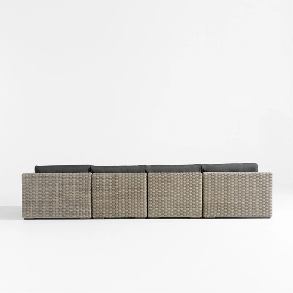 Abaco Resin Wicker Double Chaise Outdoor Sectional Sofa with Charcoal Sunbrella ® Cushions