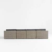 Abaco Resin Wicker Double Chaise Outdoor Sectional Sofa with Charcoal Sunbrella ® Cushions