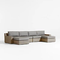 Abaco Resin Wicker Double Chaise Outdoor Sectional Sofa with Graphite Sunbrella ® Cushions