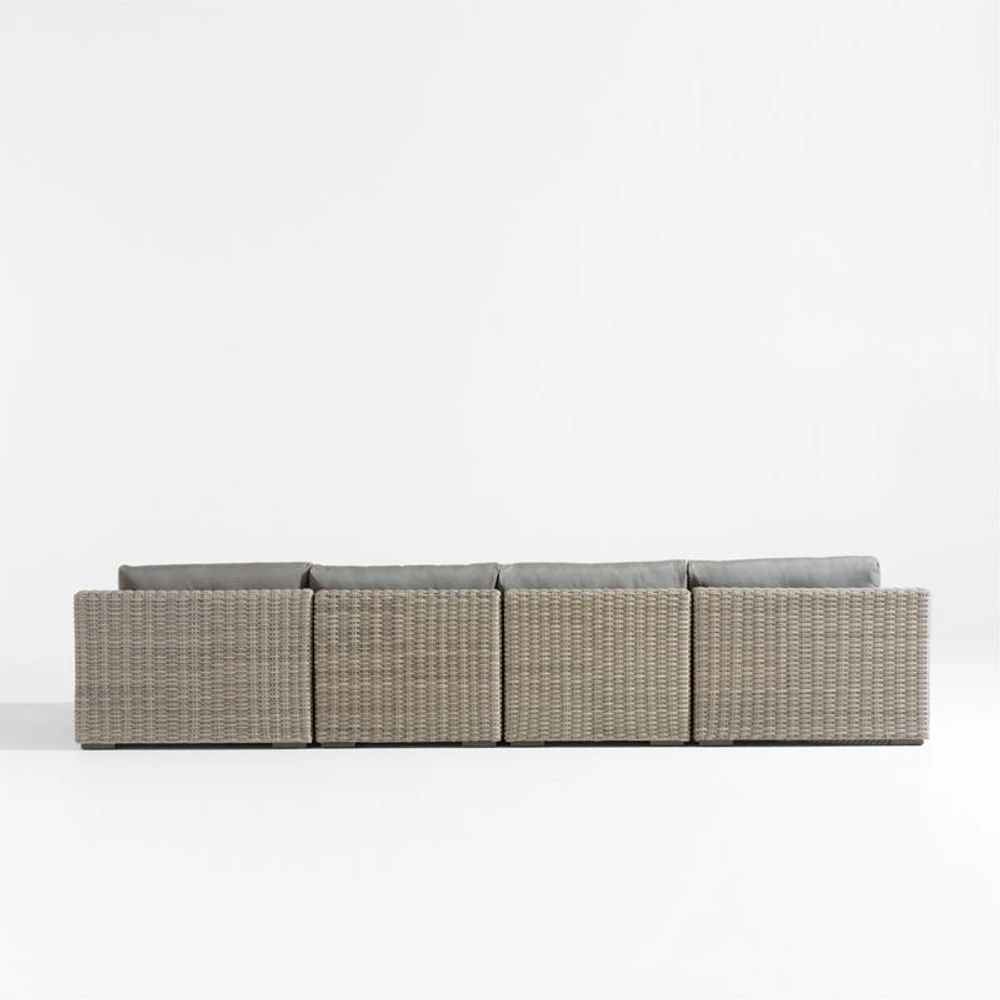 Abaco Resin Wicker Double Chaise Outdoor Sectional Sofa with Graphite Sunbrella ® Cushions