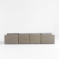 Abaco Resin Wicker Double Chaise Outdoor Sectional Sofa with Graphite Sunbrella ® Cushions