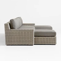 Abaco Resin Wicker Double Chaise Outdoor Sectional Sofa with Graphite Sunbrella ® Cushions