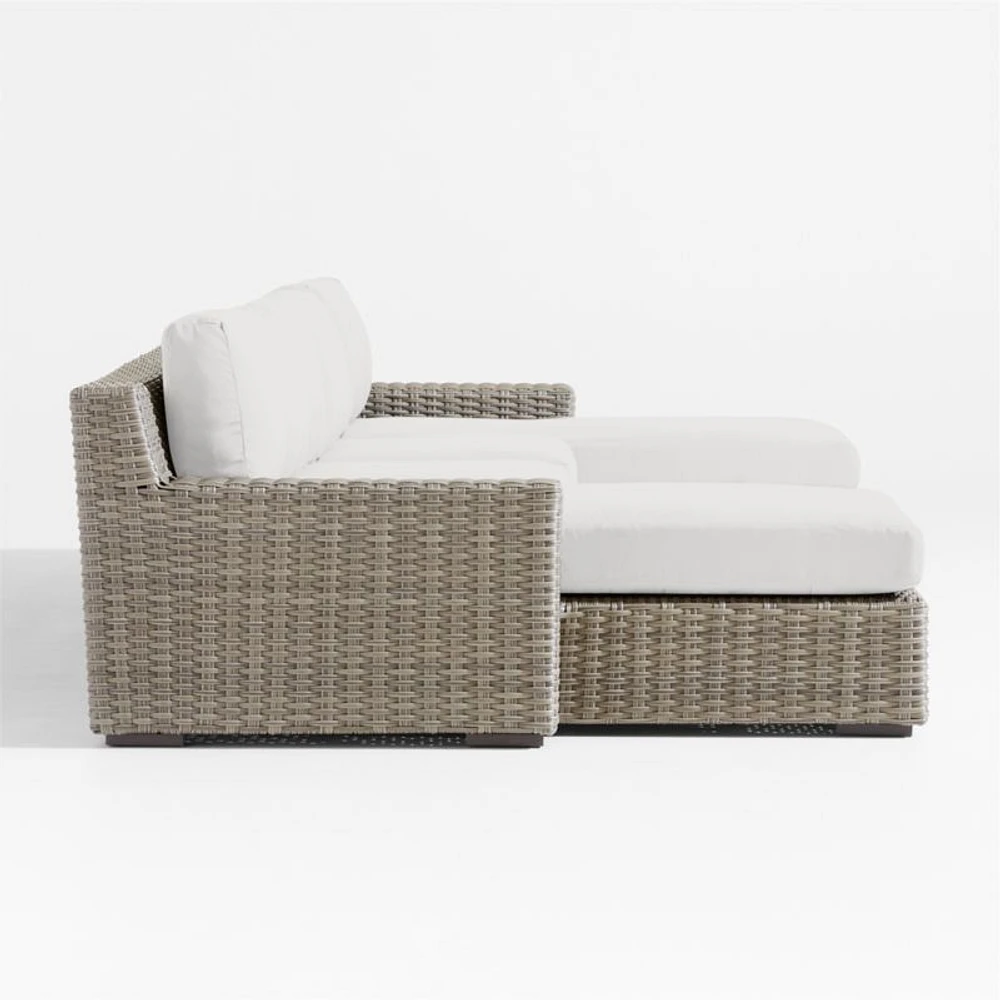 Abaco Resin Wicker Double Chaise Outdoor Sectional Sofa with Natural Sunbrella ® Cushions