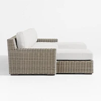 Abaco Resin Wicker Double Chaise Outdoor Sectional Sofa with Natural Sunbrella ® Cushions