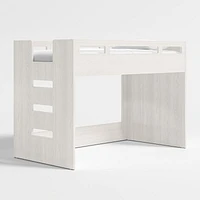 Abridged White Glaze Wood Low Kids Twin Loft Bed with Left Ladder