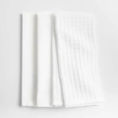 Absorbent Multi-Weave White Dish Towels, Set of 3