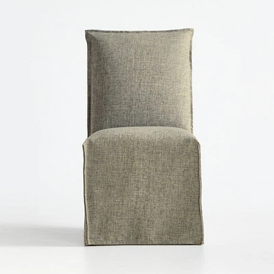 Addison Flax Linen Flange Slipcover Dining Chair