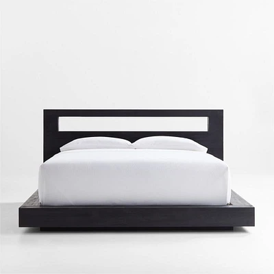 Adia Black Wood Platform Queen Bed by Leanne Ford