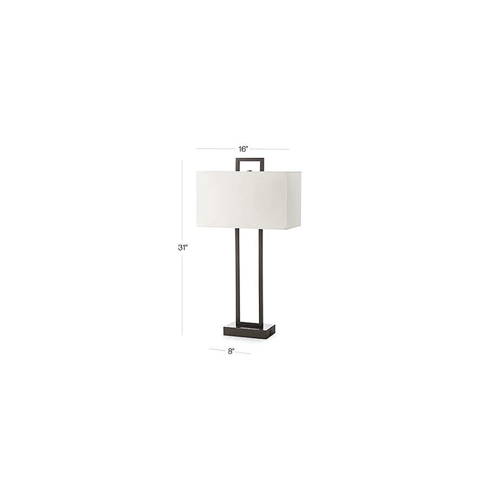 Adler Black Rectangle Table Lamp with USB, Set of 2