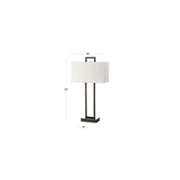 Adler Black Rectangle Table Lamp with USB, Set of 2
