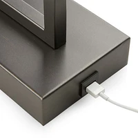 Adler Black Rectangle Table Lamp with USB, Set of 2