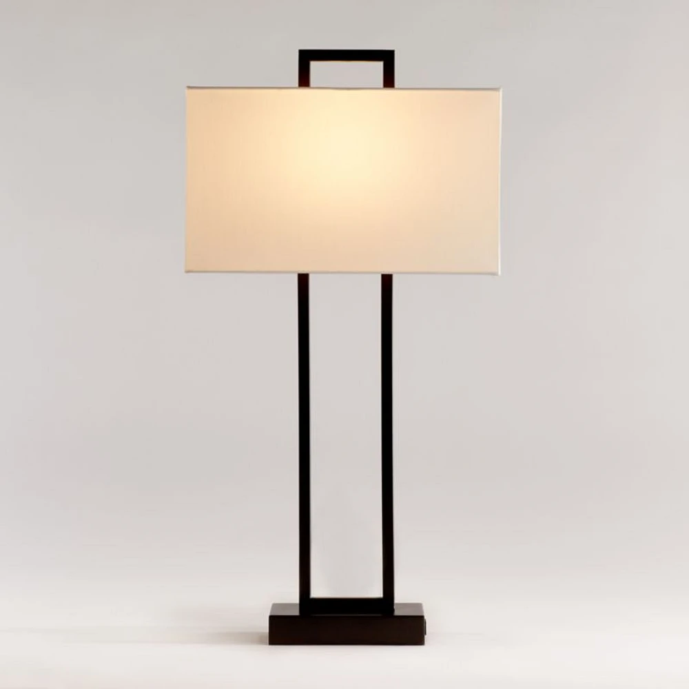 Adler Black Rectangle Table Lamp with USB, Set of 2
