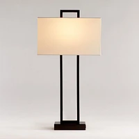 Adler Black Rectangle Table Lamp with USB, Set of 2