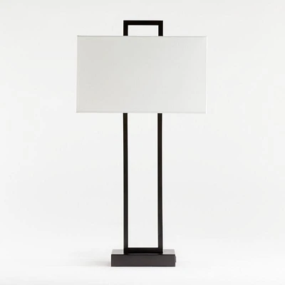 Adler Black Rectangle Table Lamp with USB, Set of 2