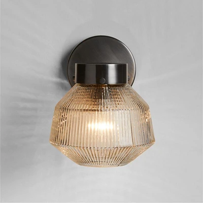 Aiden Ribbed Glass Light Pewter Wall Sconce Light