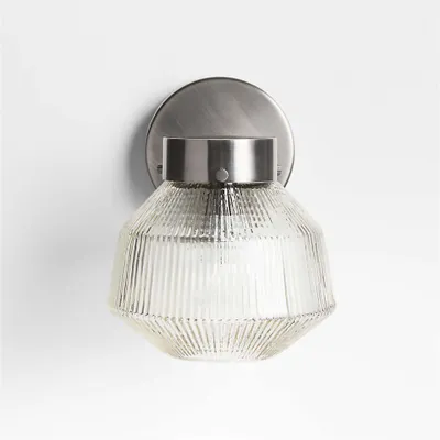 Aiden Ribbed Glass Light Pewter Wall Sconce Light