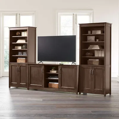 Ainsworth Cocoa 64" Media Center and 2 Towers with Glass/Wood Doors