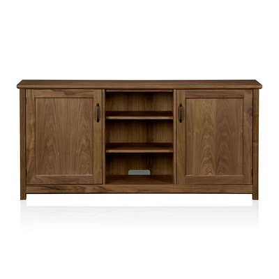 Ainsworth Walnut 64" Storage Media Console with Glass/Wood Doors