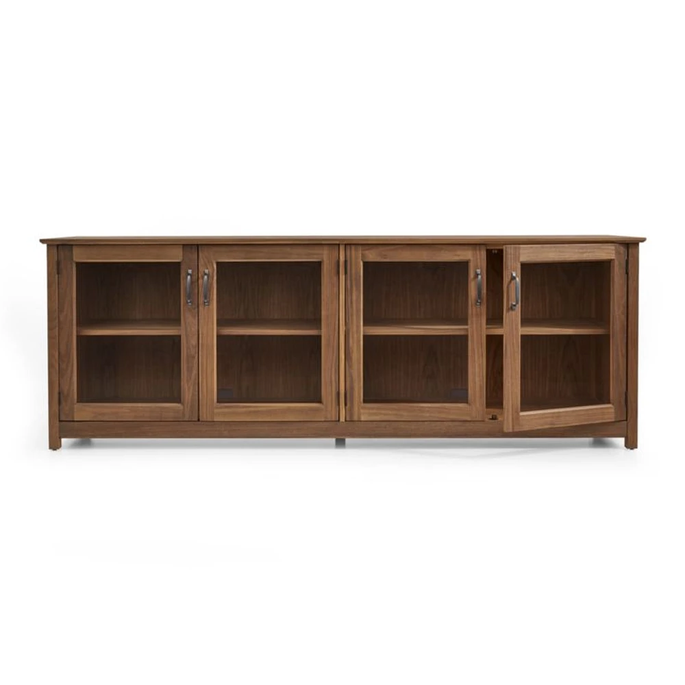 Ainsworth Walnut 85" Storage Media Console with Glass/Wood Doors