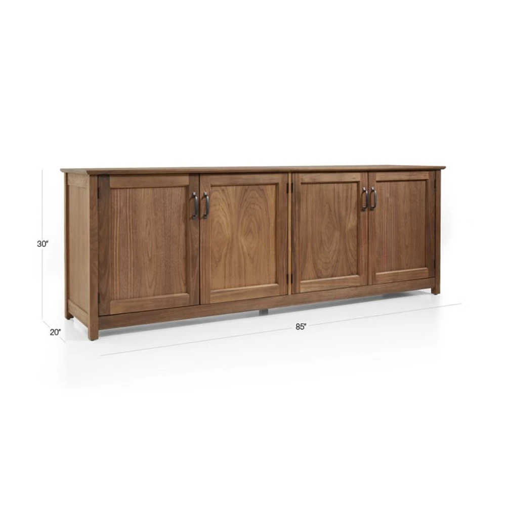 Ainsworth Walnut 85" Storage Media Console with Glass/Wood Doors