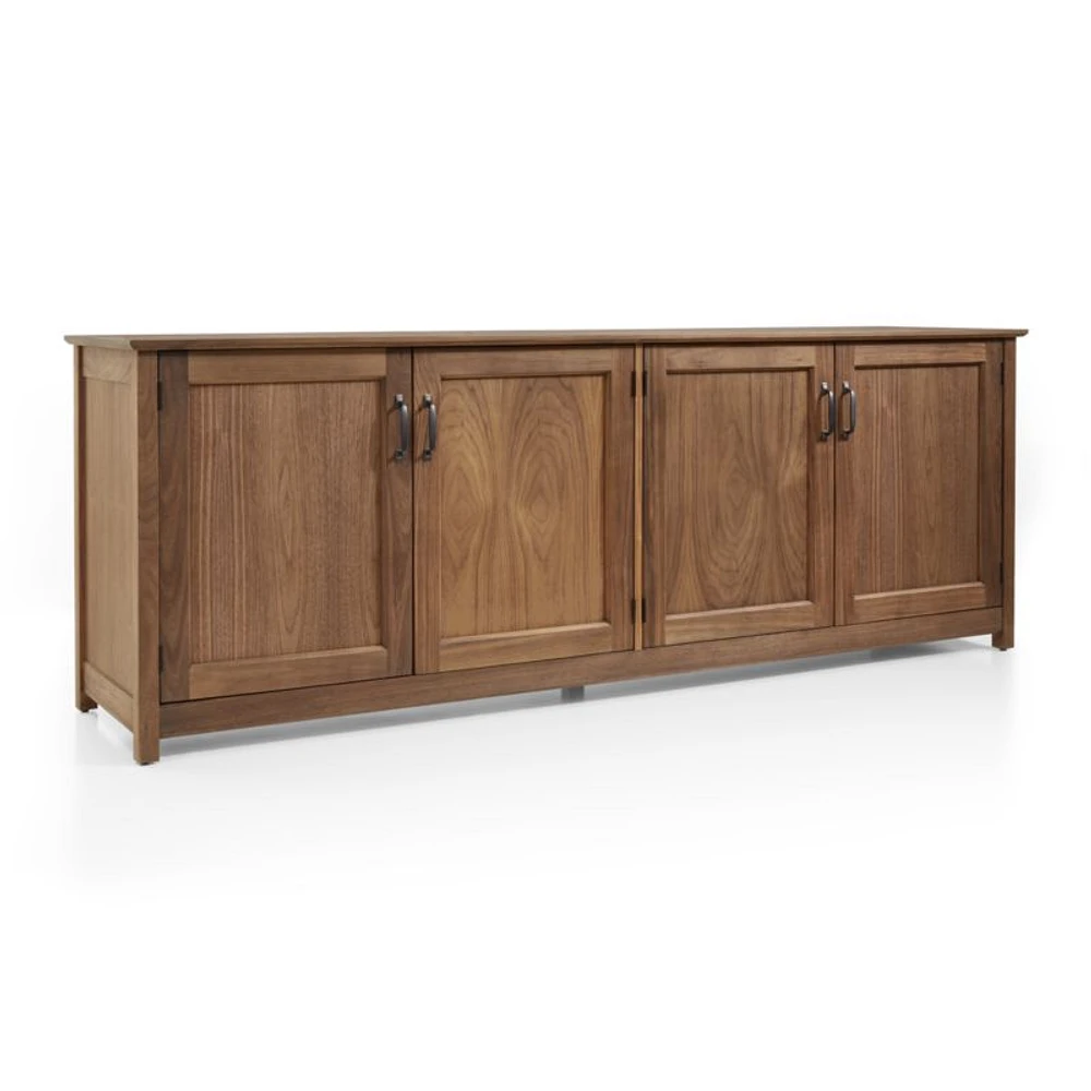 Ainsworth Walnut 85" Storage Media Console with Glass/Wood Doors