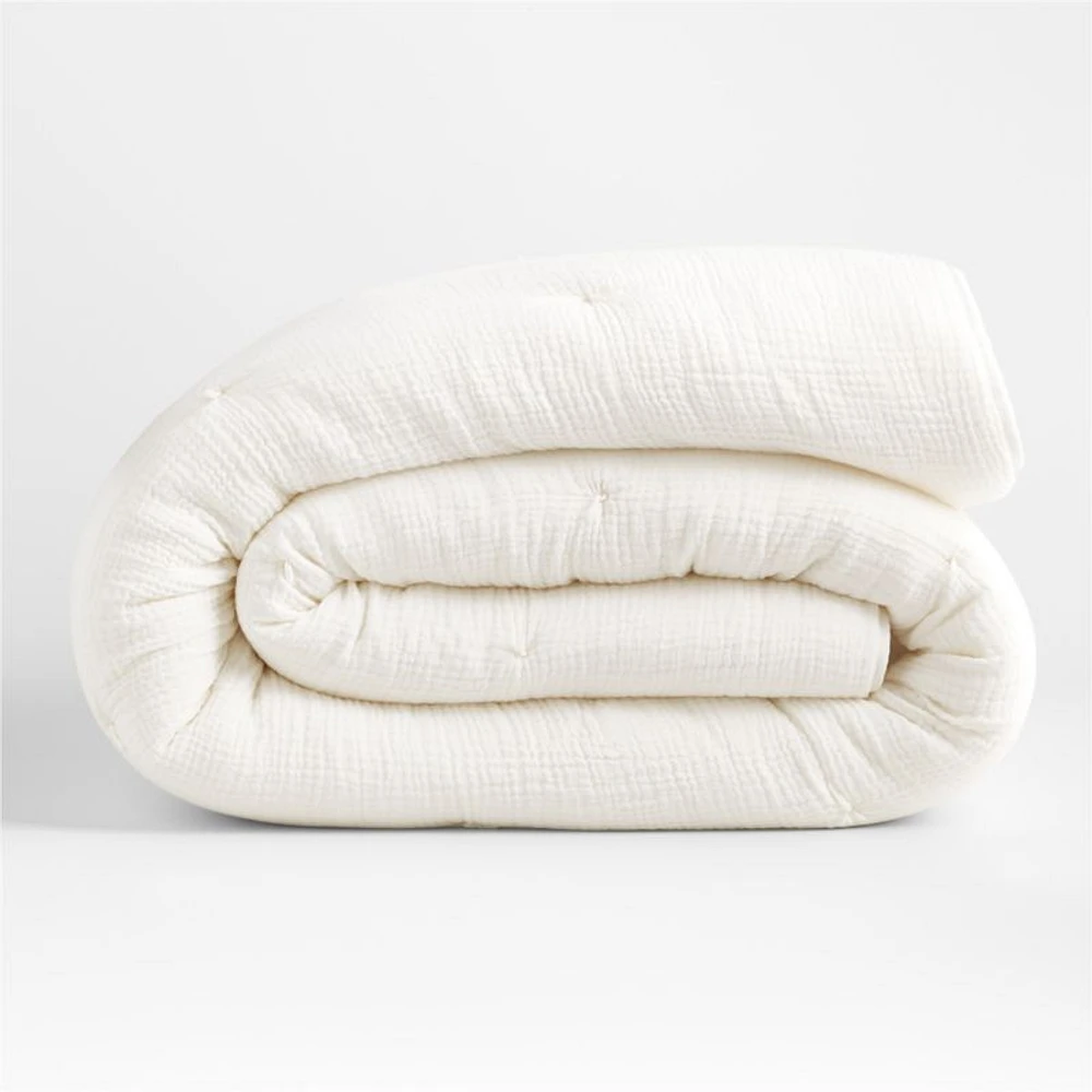 Aire Crinkle Cotton Linen Blend Cream Full/Queen Comforter