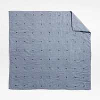 Aire Crinkle Cotton Linen Blend Indigo Full/Queen Comforter