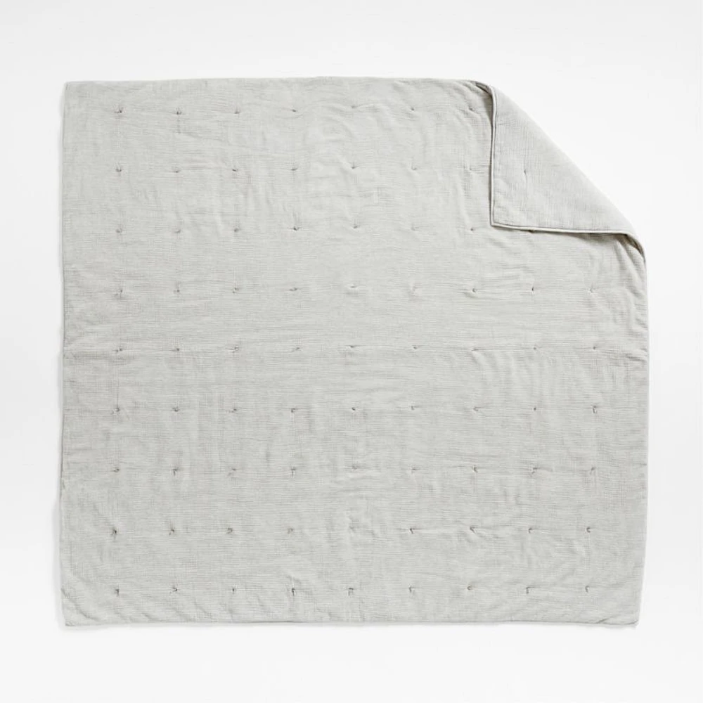Aire Crinkle Cotton Linen Blend Pebble Grey Full/Queen Comforter