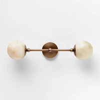 Alba 2-Light White Alabaster Wall Sconce Light