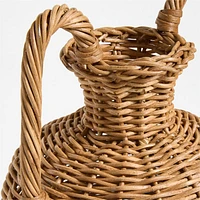 Alford Small Brown Woven Rattan Double Handle Vase 12"