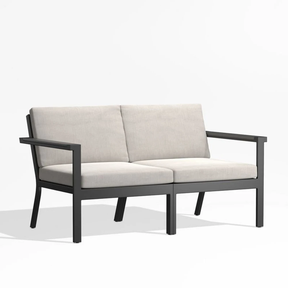 Alfresco 57" Metal 2-Piece Outdoor Loveseat with Silver Sunbrella® Cushions