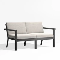 Alfresco 57" Metal 2-Piece Outdoor Loveseat with Silver Sunbrella® Cushions
