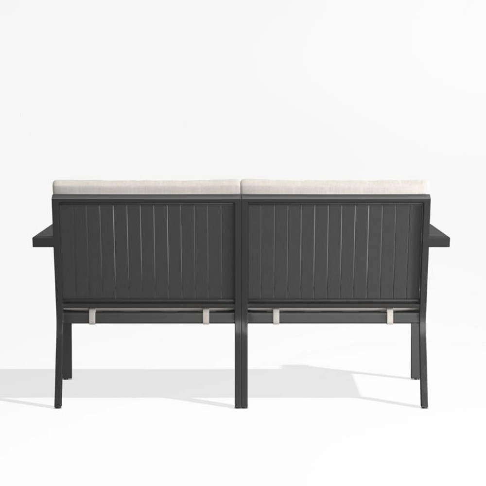 Alfresco 57" Metal 2-Piece Outdoor Loveseat with Silver Sunbrella® Cushions