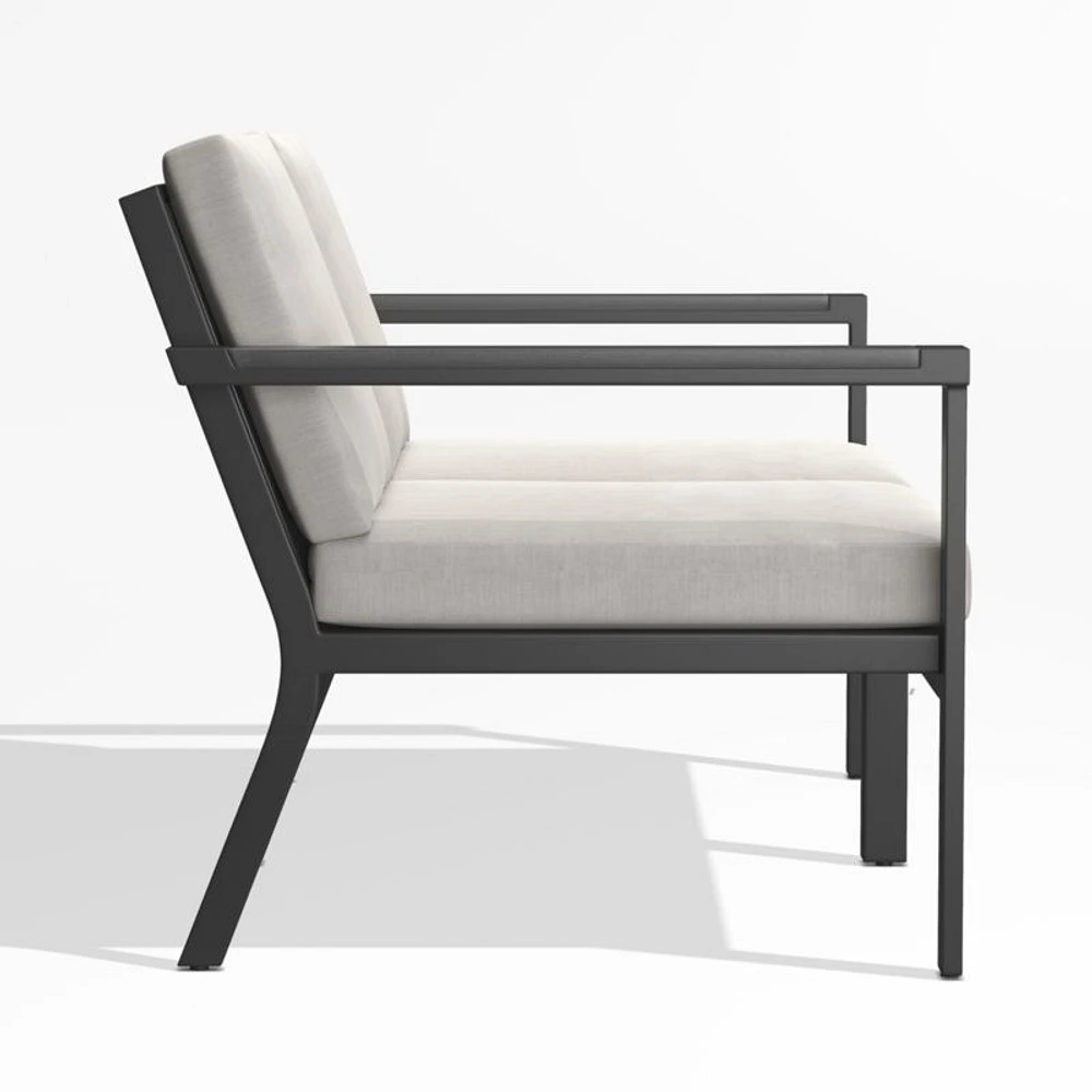 Alfresco 57" Metal 2-Piece Outdoor Loveseat with Silver Sunbrella® Cushions
