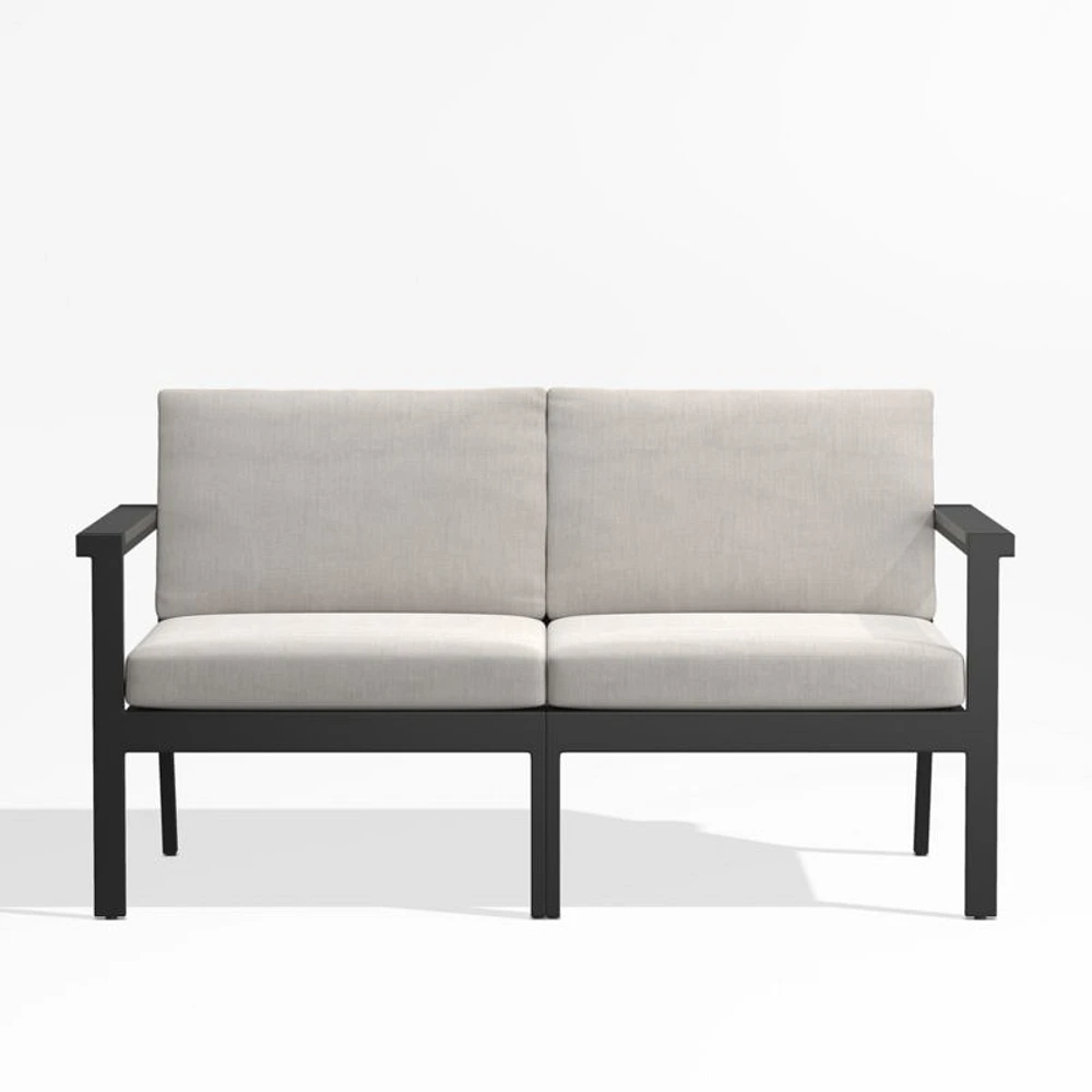 Alfresco 57" Metal 2-Piece Outdoor Loveseat with Silver Sunbrella® Cushions