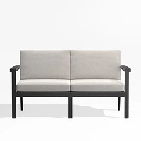 Alfresco 57" Metal 2-Piece Outdoor Loveseat with Silver Sunbrella® Cushions