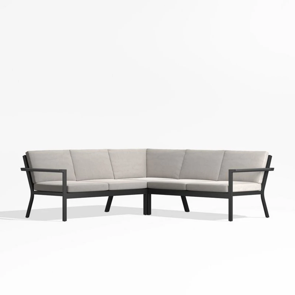 Alfresco Metal -Piece L-Shaped Outdoor Sectional Sofa with Silver Sunbrella® Cushions