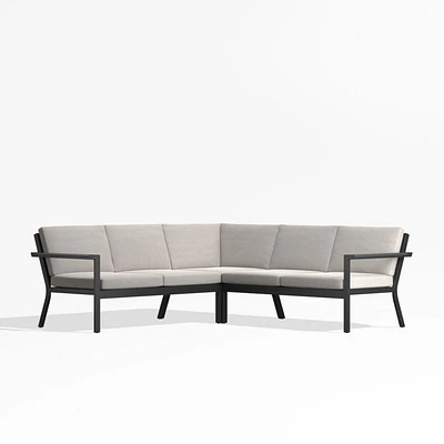 Alfresco Metal -Piece L-Shaped Outdoor Sectional Sofa with Silver Sunbrella® Cushions