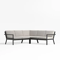 Alfresco Metal -Piece L-Shaped Outdoor Sectional Sofa with Silver Sunbrella® Cushions