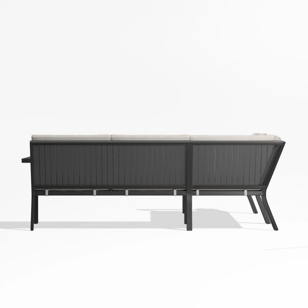 Alfresco Metal -Piece L-Shaped Outdoor Sectional Sofa with Silver Sunbrella® Cushions