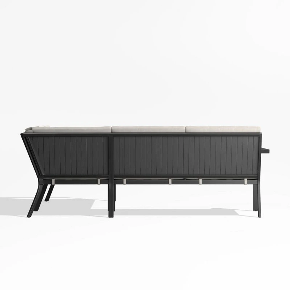 Alfresco Metal -Piece L-Shaped Outdoor Sectional Sofa with Silver Sunbrella® Cushions