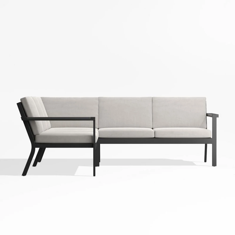 Alfresco Metal -Piece L-Shaped Outdoor Sectional Sofa with Silver Sunbrella® Cushions