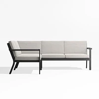 Alfresco Metal -Piece L-Shaped Outdoor Sectional Sofa with Silver Sunbrella® Cushions